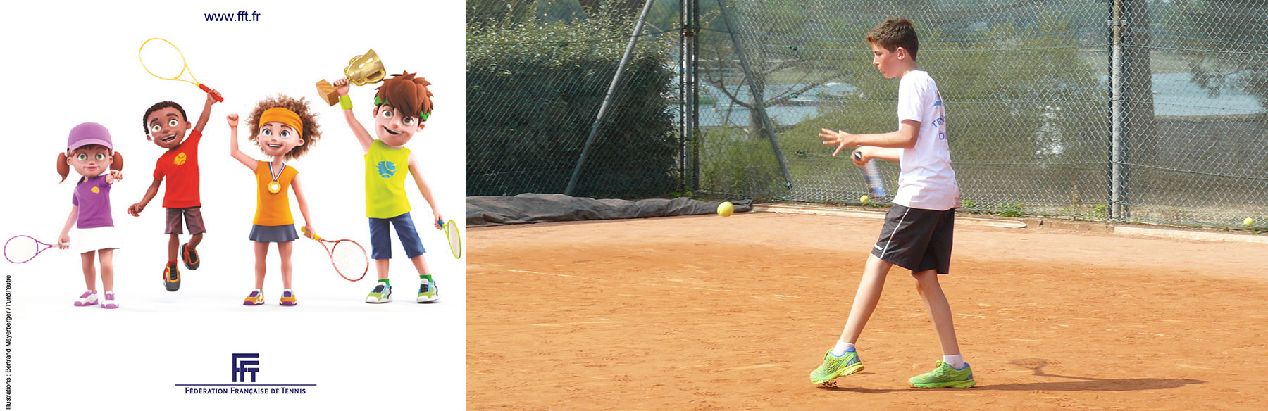 Joueur de tennis sur terre battue et dessins galaxie tennis.